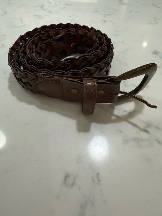 Accessories - Braided Leather Waist Belt - Brown